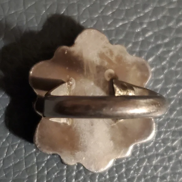 Native American Coral Ring Sterling Silver Size 6 Vintage - Picture 5 of 6
